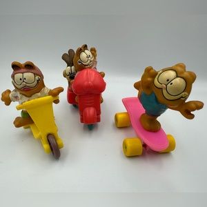 Lot of 3 Vintage Garfield McDonald's 1988 Toy Figure Collectible Happy Meal Toys